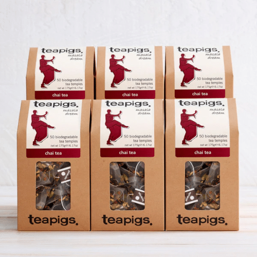 six boxes of Teapigs chai tea