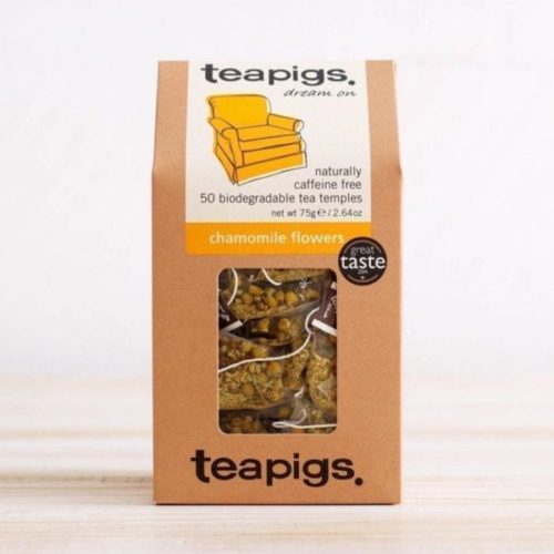 An image of Tea Pigs Chamomile flowers packaging.