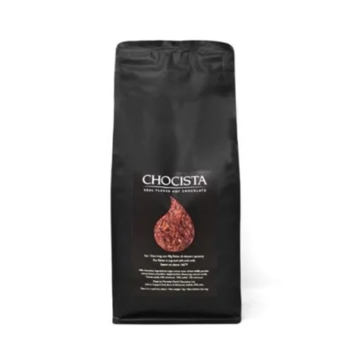 An image of Chocista packaging of luxury hot chocolate flakes.