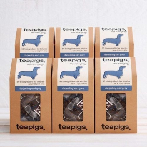 An image of six Tea Pigs darjeeling earl grey packaging.