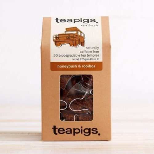 An image of Tea Pigs honey and rooibos packaging.