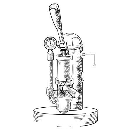 An illustration of a coffee machine making coffee.