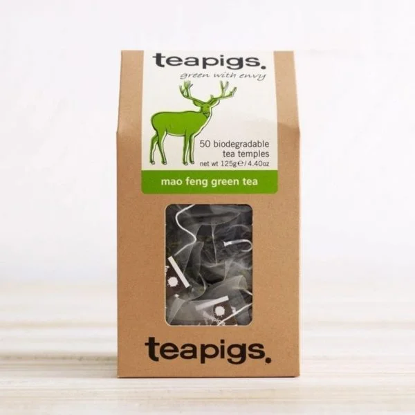 An image of Tea Pigs mao feng green tea packaging.