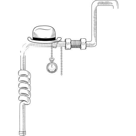 An illustration of a pipe with a hat on top.