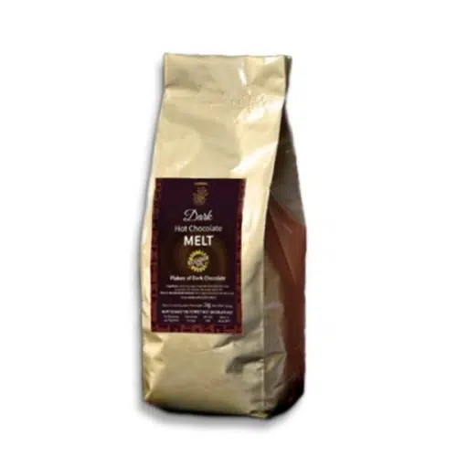 An image of Ecuador packaging of dark hot chocolate melt cocoa beans.