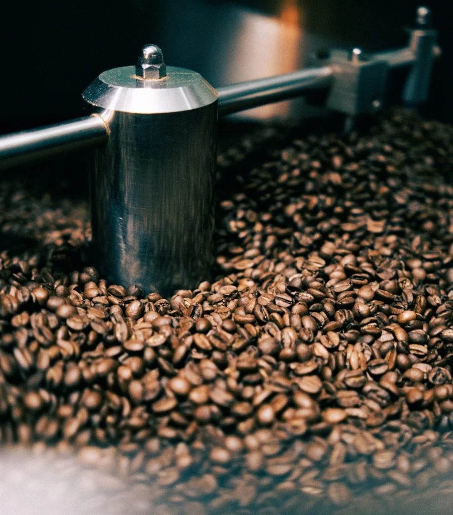coffee beans in the roasting drum