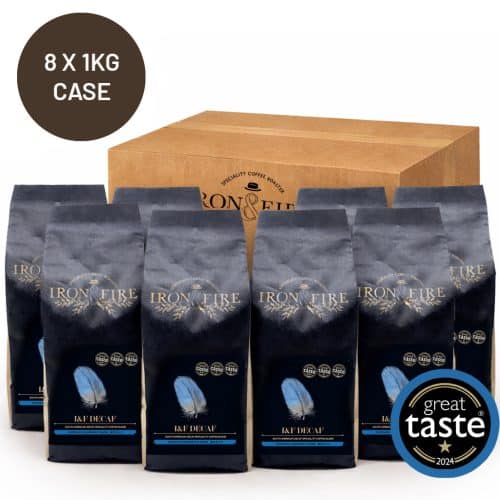 box of 8 1kg bags of decaf coffee beans