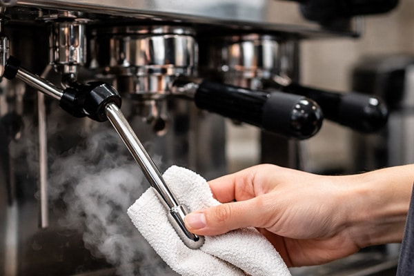 An image of a cup under a coffee machine.